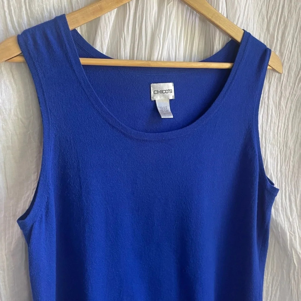 80%OFF❣️Chico’s Blue Knit Tank Top, 3 - Picture 4 of 10